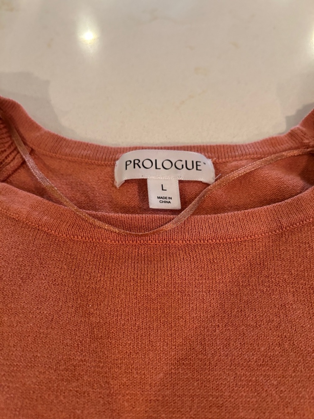 Prologue Burnt Orange Puff Sleeve Short Sleeve sweater Top - Picture 3 of 4